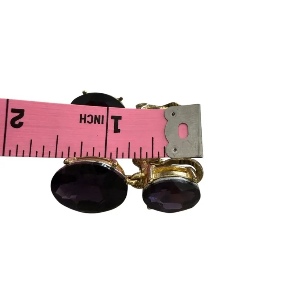 Monet Vintage Gold Tone Amethyst color Earrings drop dangling clip on